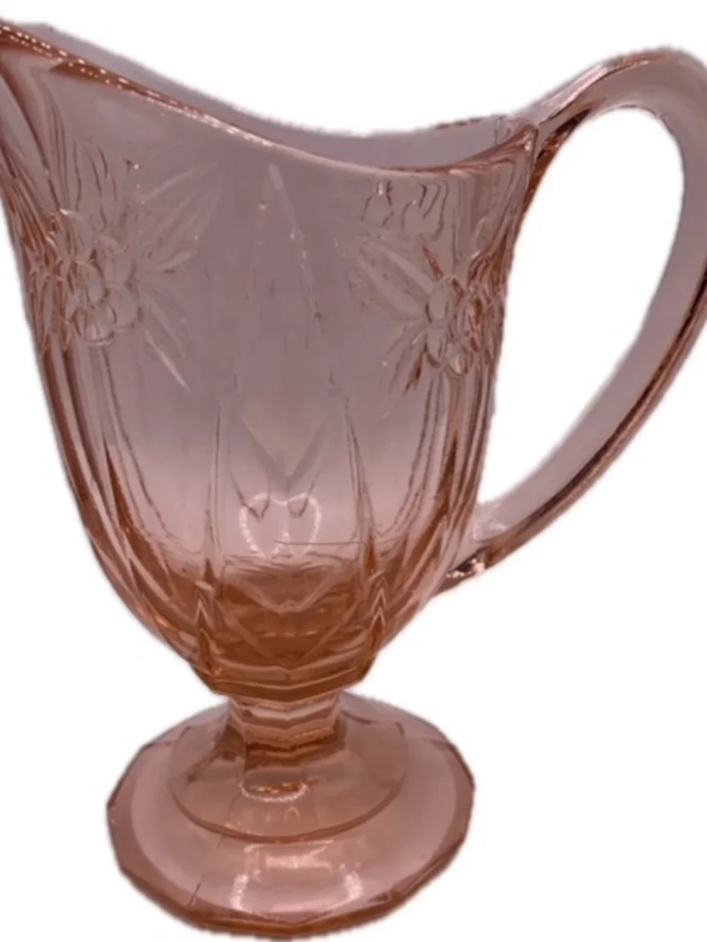 German Pressed Glass PINK Creamer Pitcher